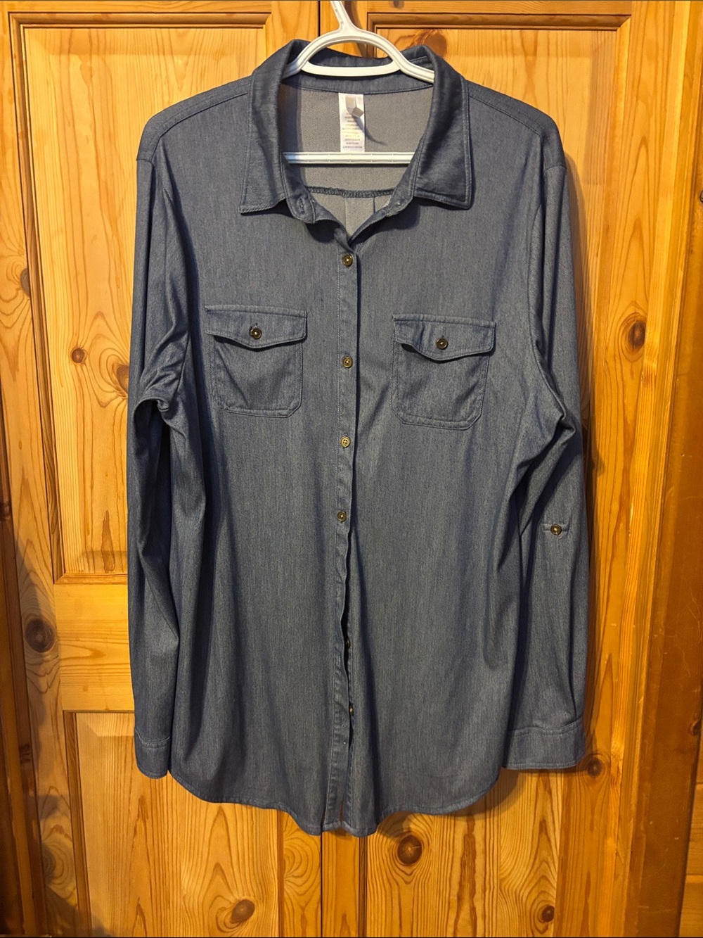 Light Wash Denim Button-Up Shirt